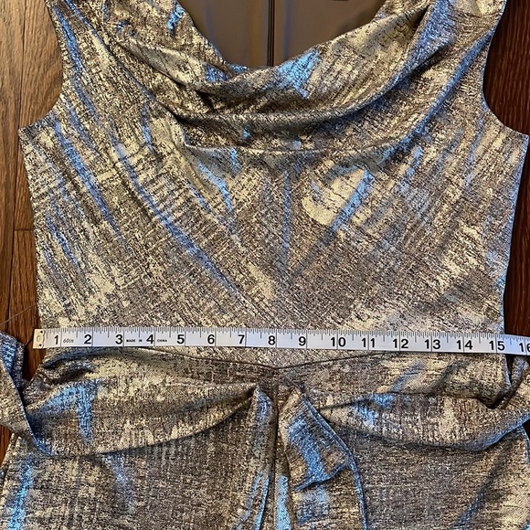 Connect women’s OVERSIZED METALLIC jumpsuit LIQUID stretch gold blk WIDE LEG Sm - Picture 13 of 16